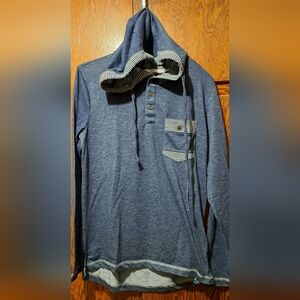 Men's Overdrive Blue Hooded Long Sleeve Shirt